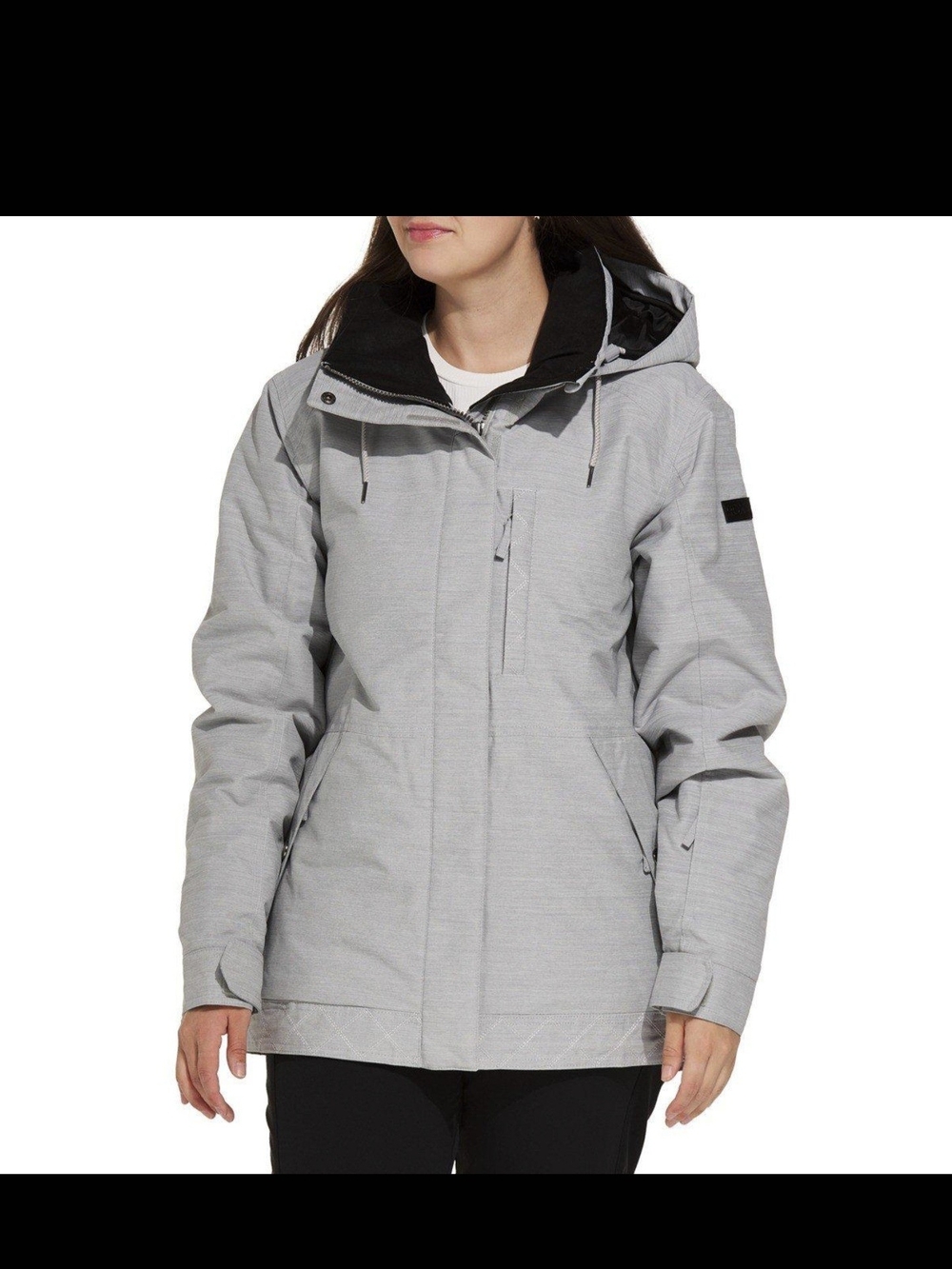Roxy Women's Light Gray Hooded Ski Jacket with Black Lining